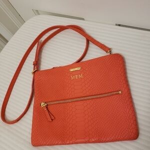 Gigi New York Salmon in color Leather Crossbody Snakeprint, colorful